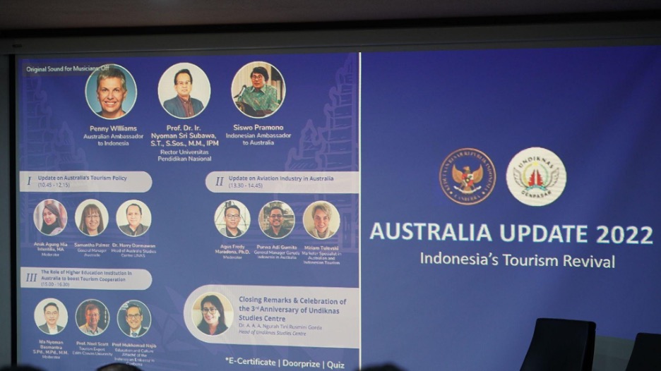 Australia Update 2022 bersama Universitas Pendidikan Nasional for Indonesia Tourism Revival
